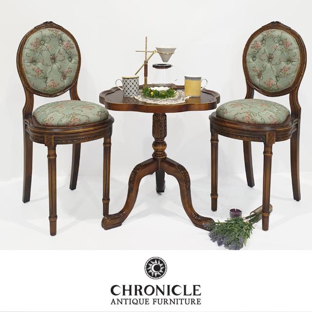 크로니클 유럽엔틱가구 부부 원목 러브 테이블세트