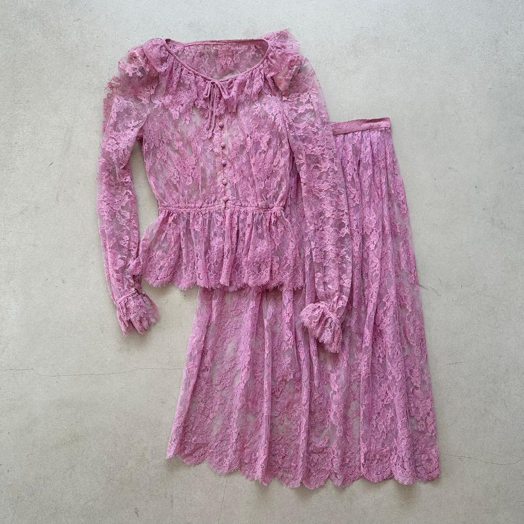 Magenta lace two piece