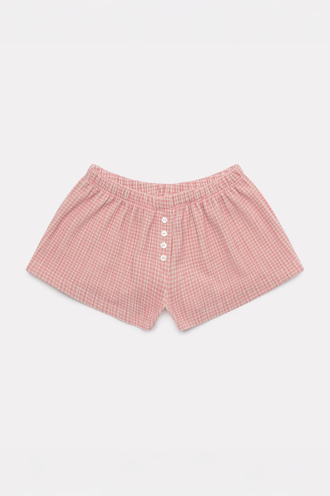 Check Mini Shorts_Coral