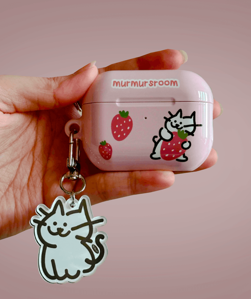 strawberry cat airpods case