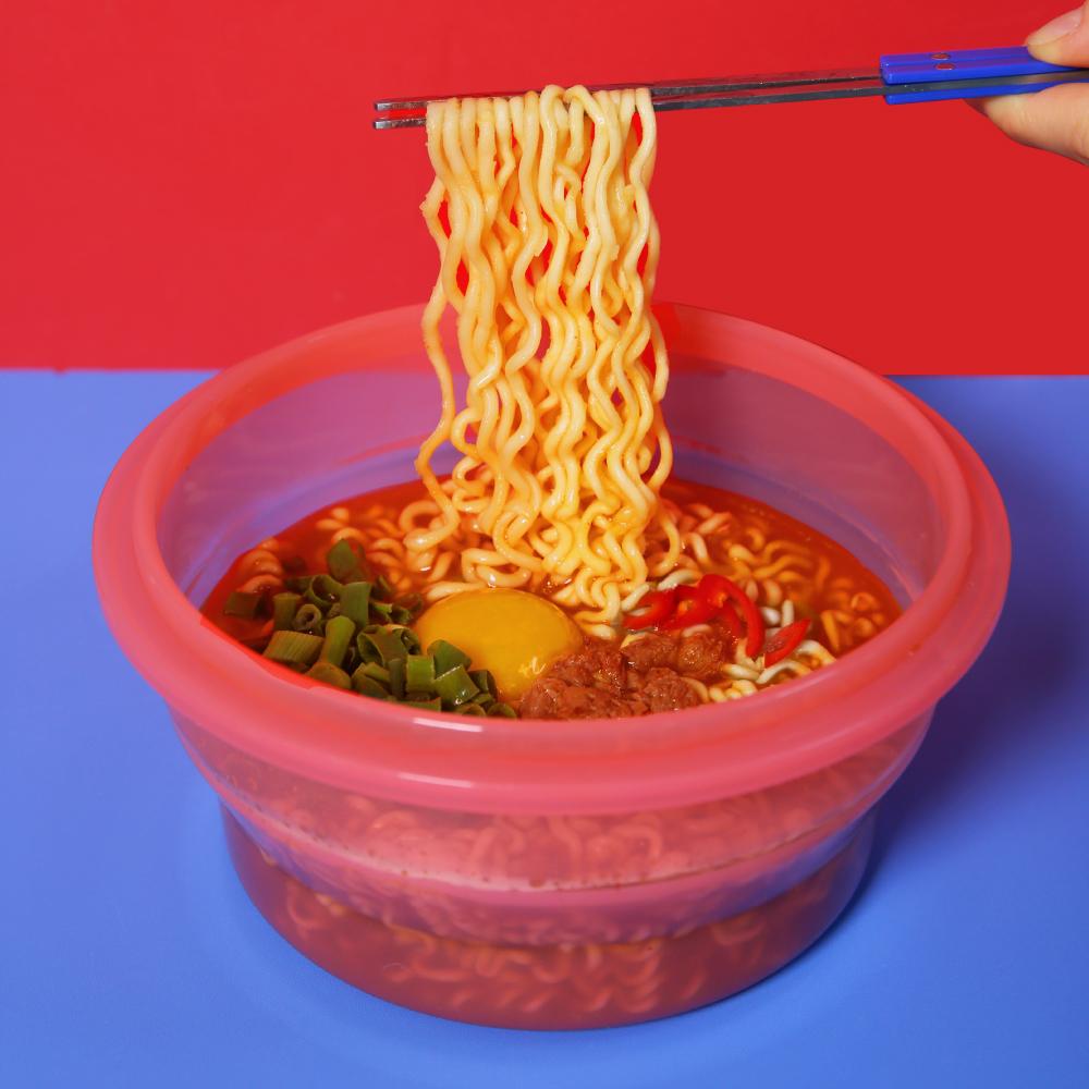 [신상] 1200ML 전자레인지 라면용기 원형 푸쉬락(지켜락) 12컬러