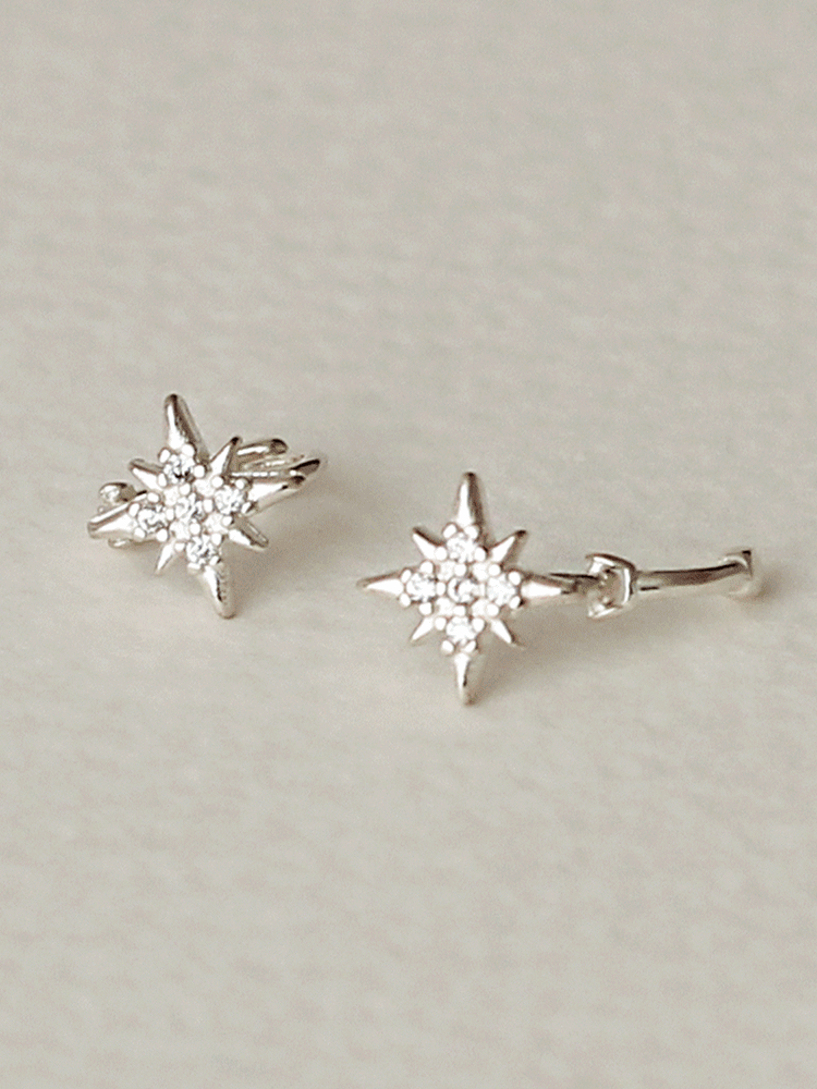 925 silver shining one-touch earring (원터치)