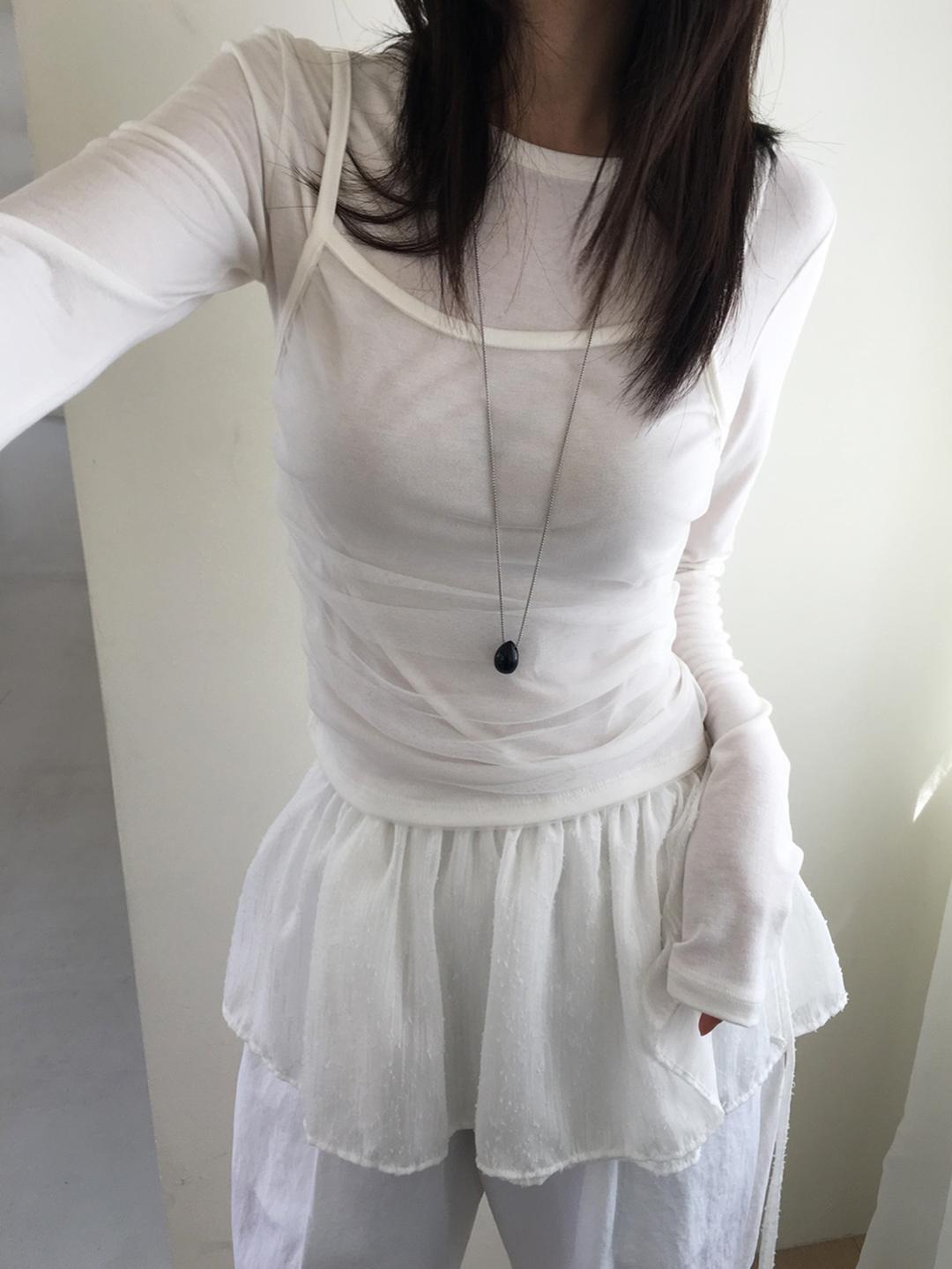 [긴팔버전] Sha sha T (Ivory, gray, black)