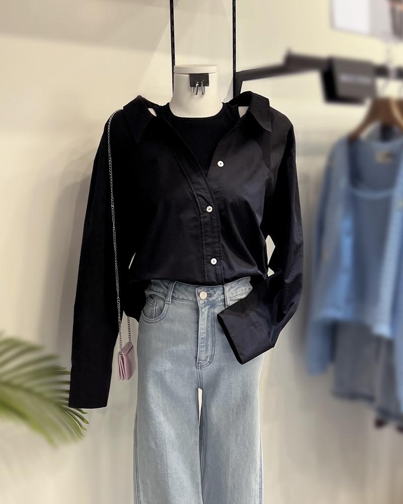 NAIN (BL-4189)KYN SLEEVELESS LAYERED OVERFIT SHIRT