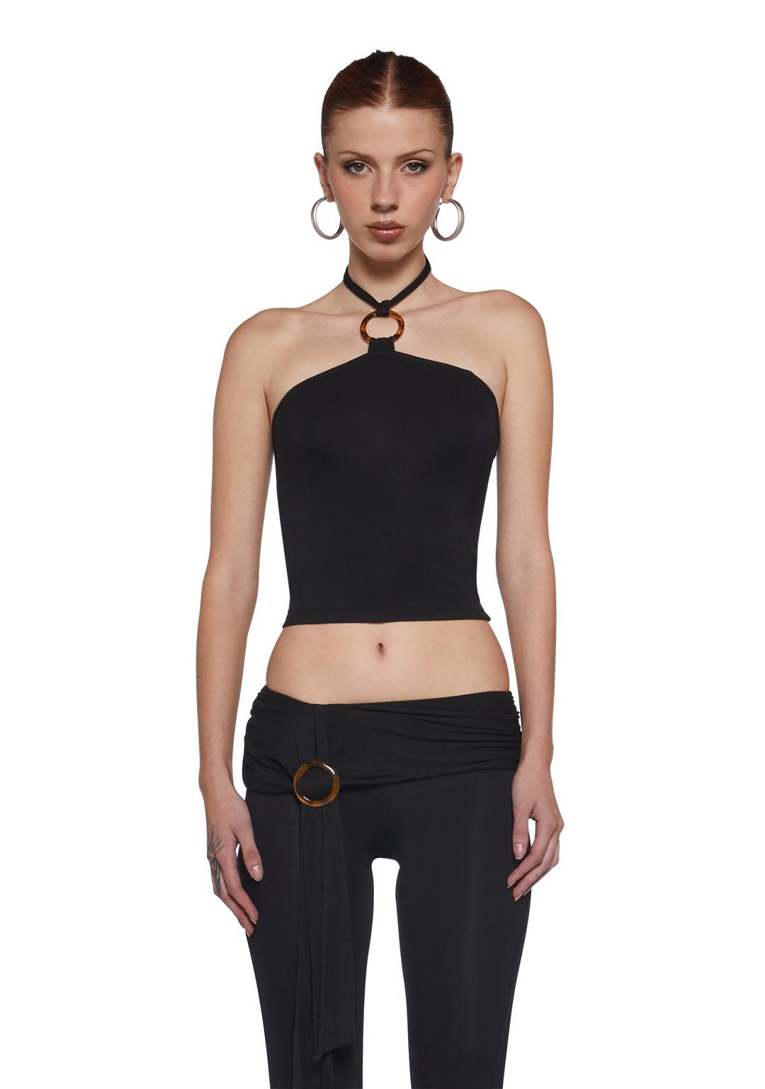 Brenda Halter Top - BLACK / Large