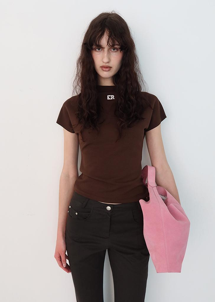 STITCH SYMBOL TOP, BROWN