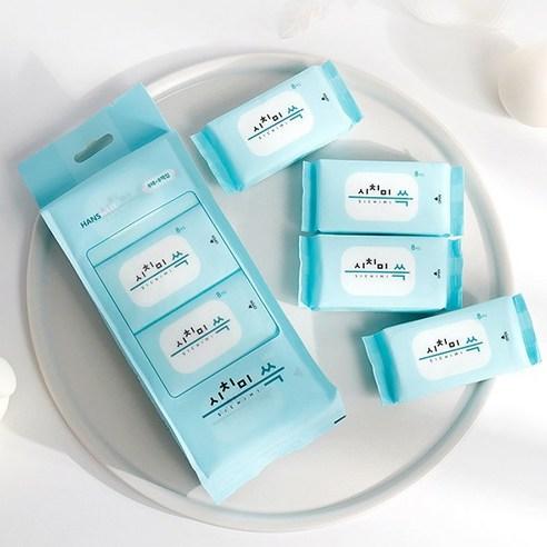 한스웰 시치미 쓱 휴대용 미니 물티슈 8매 8팩 1+1 총 16팩 - 화장지/티슈 | 쿠팡