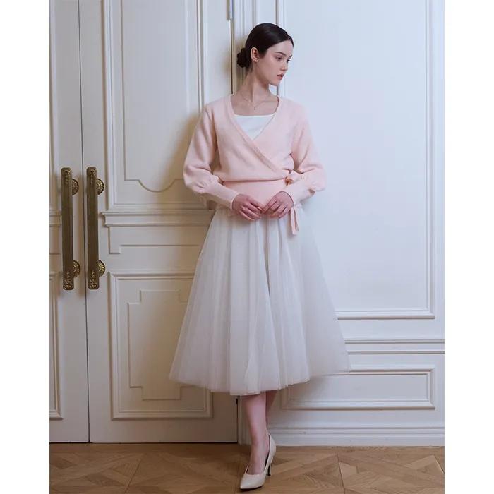 Kitten rina ribbon cardigan [Ballet pink]