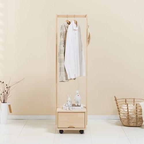 편백 원목 미니 옷 정리함 이동식 행거 400