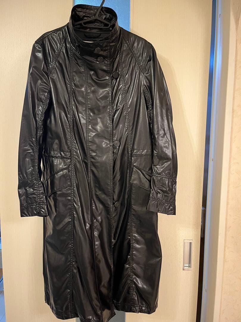 イッセイミヤケ 、ブラック ロングコート 合成皮革