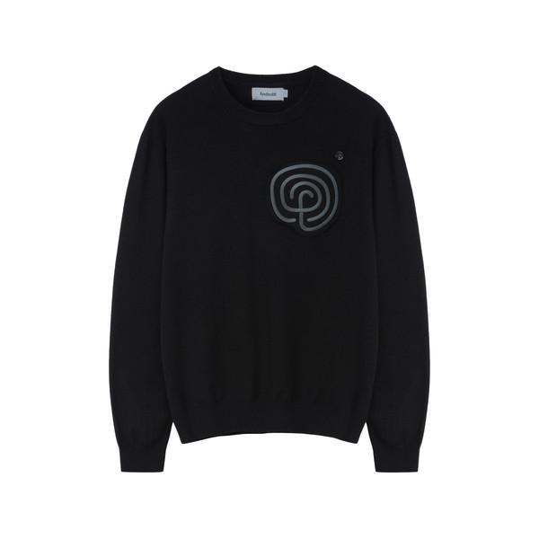 Heart labyrinth soft knit - round (black)