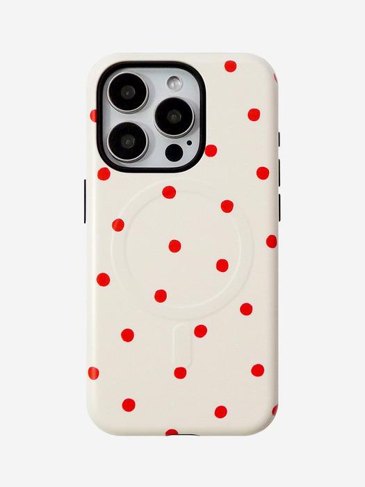 iPhone17입고[맥세이프/터프]Red Balls-Ivory Magsafe/Tough Phonecase