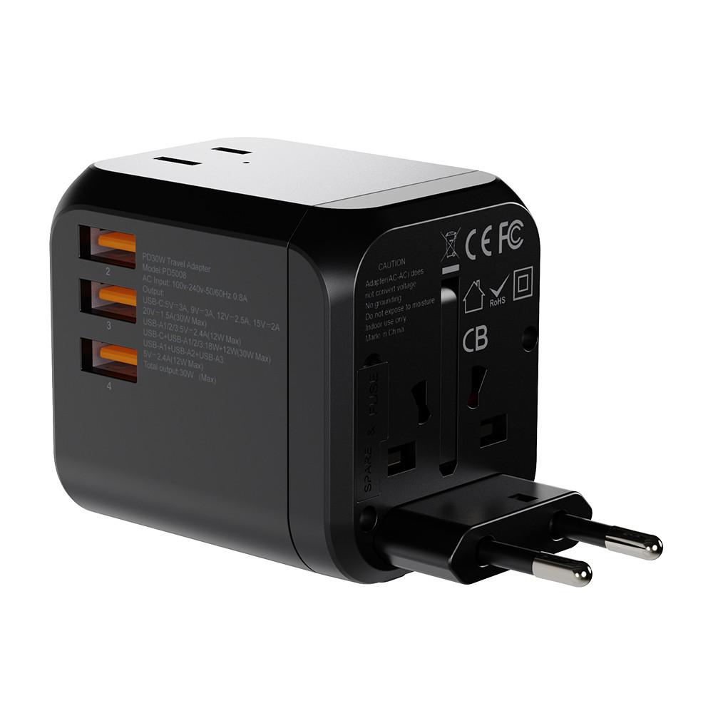 초텍 여행용 어댑터 PD 30W 변환 충전기 멀티 C타입 A타입 PD5008