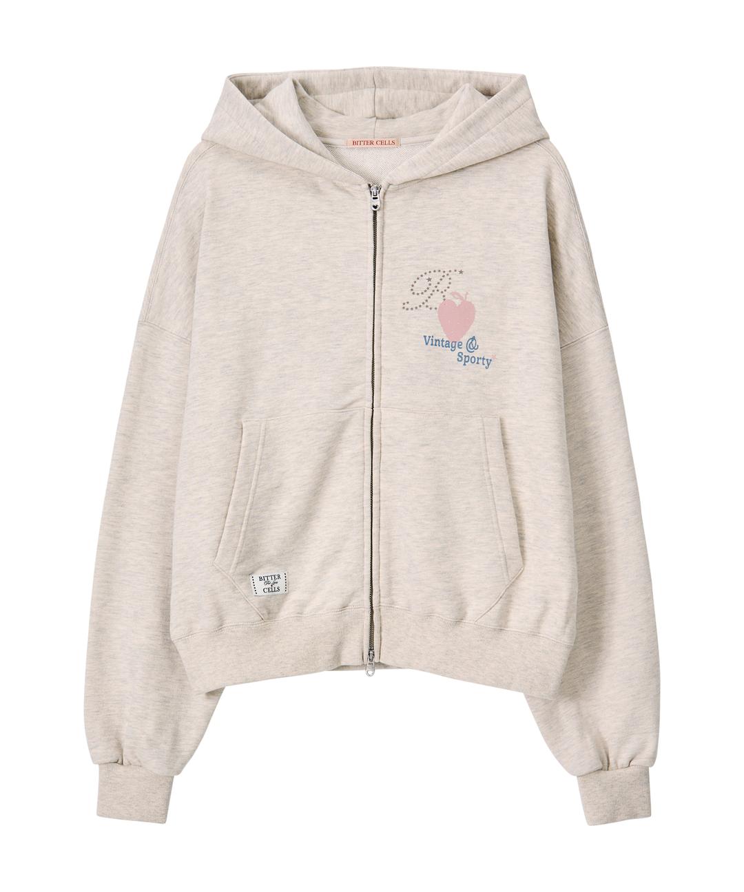 Star Sporty Hood Zip Up-Oatmeal