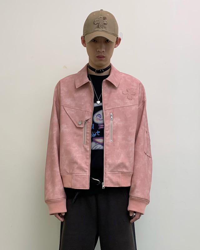 NEVERSEEZ PU레더 다잉 블루종 자켓 (2 컬러)
