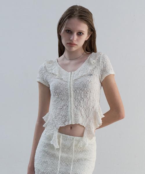 RUFFLE WRINCLE BLOUSE [IVORY]
