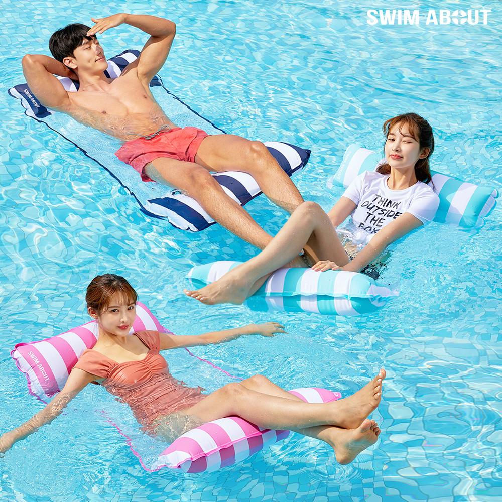 스윔어바웃 고급형 스트라이프 워터해먹 튜브 대형 투명 물놀이튜브 3가지컬러