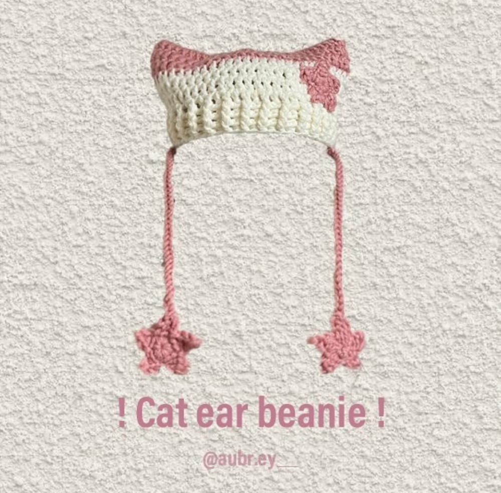 Pink star cat beanie.