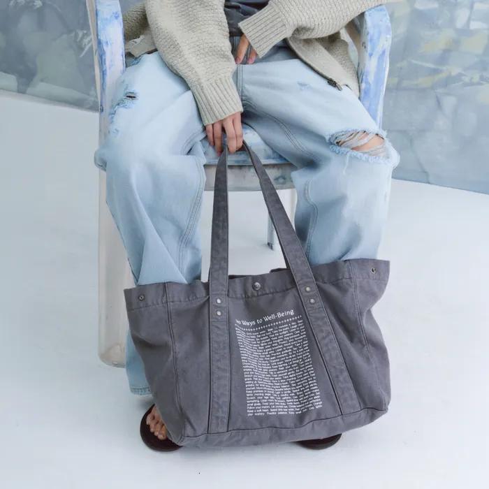 Washed Cotton Tote Bag Charcoal