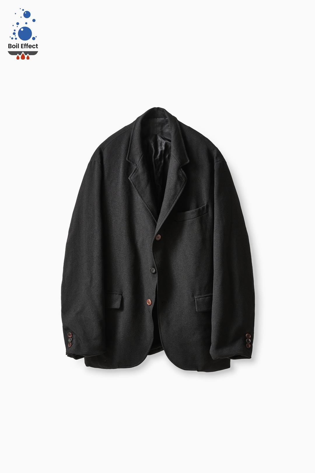 SUBSTANCE / BLACK BOIL EFFECT JAPANESE SERGE FABRIC PHONIC BLAZER (ECP GARMENT PROCESS)