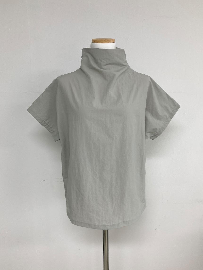 half neck nylon blouse - grey
