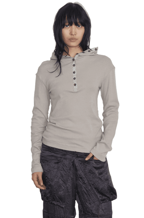 Hooded Henley Tee, Grain (4th Restock)