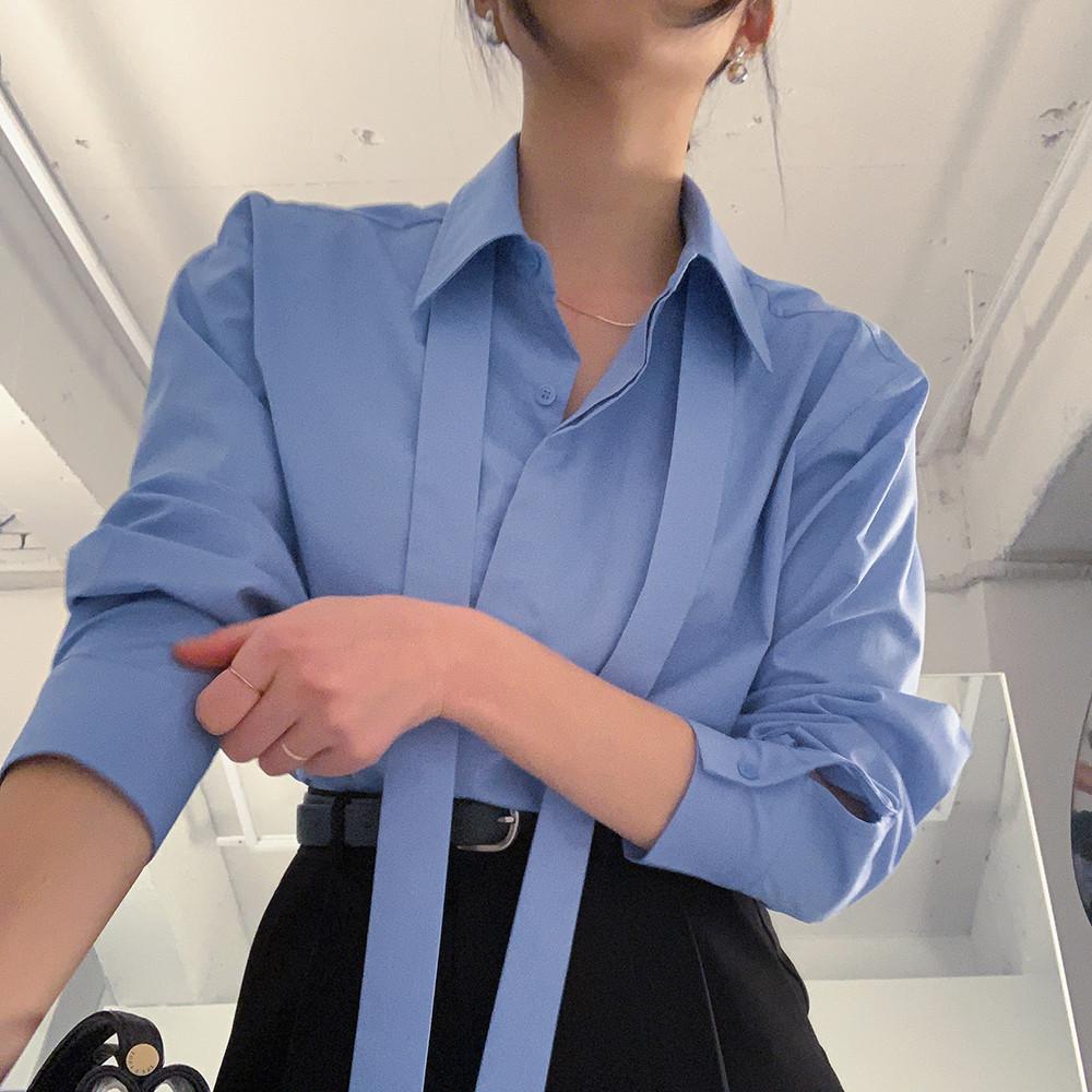 (자체제작) 브렌데일 링클프리 타이 랩셔츠 (블루)