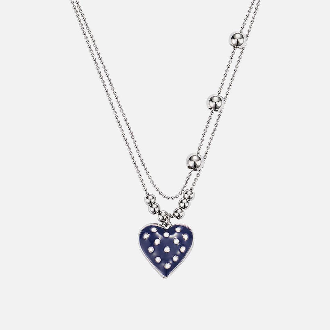 dot heart necklace-navy