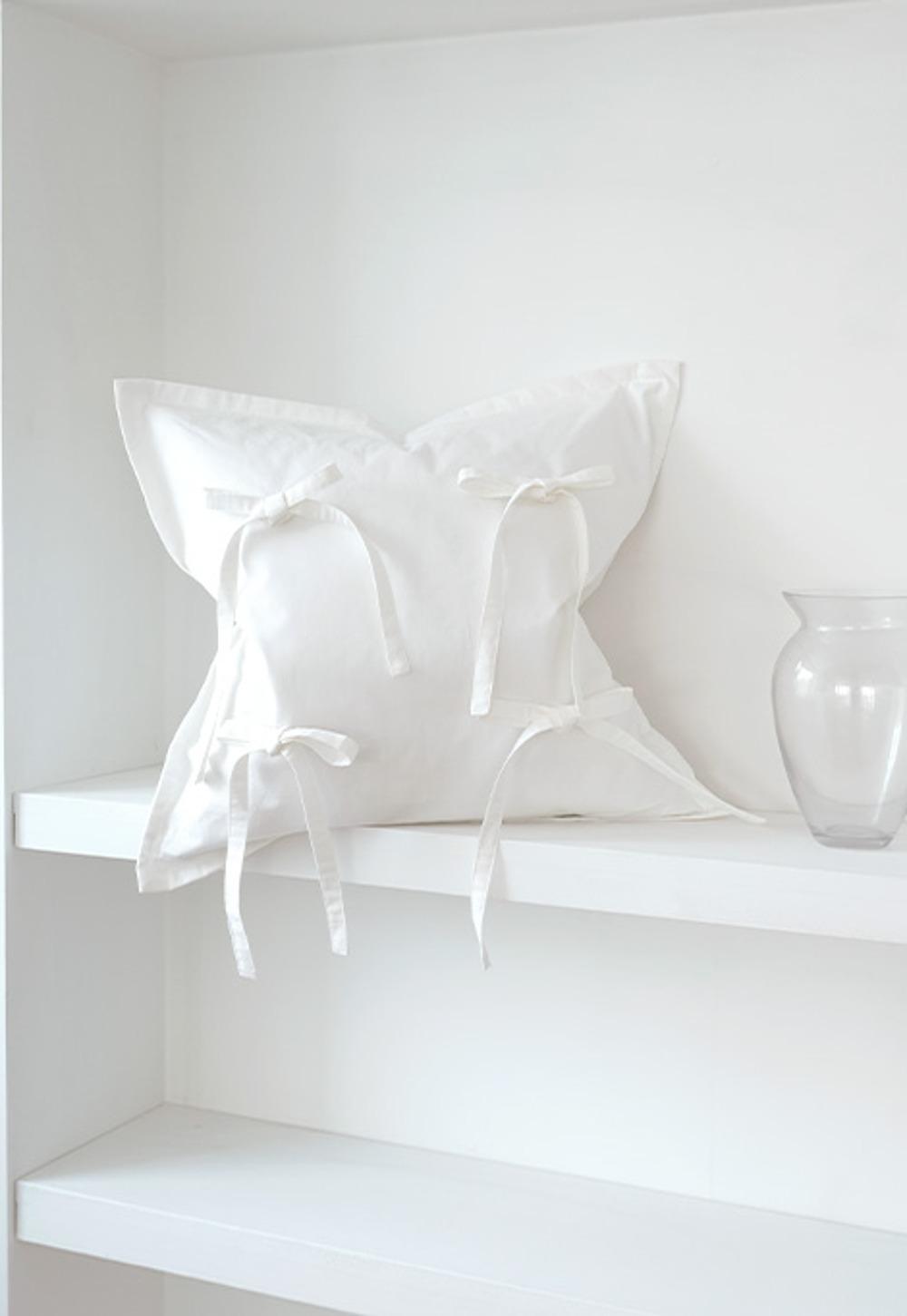 ribbon cotton cushion cover - off white