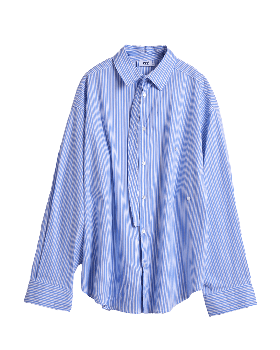 Oversized Collar Tie Shirt - Blue