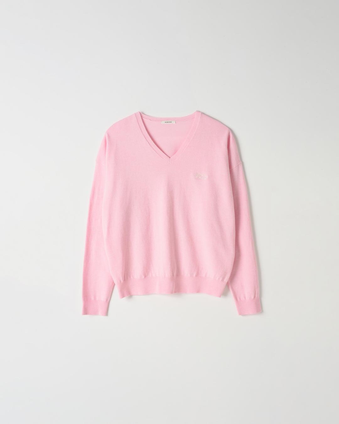 Silk Blend V-Neck Knit [PINK]