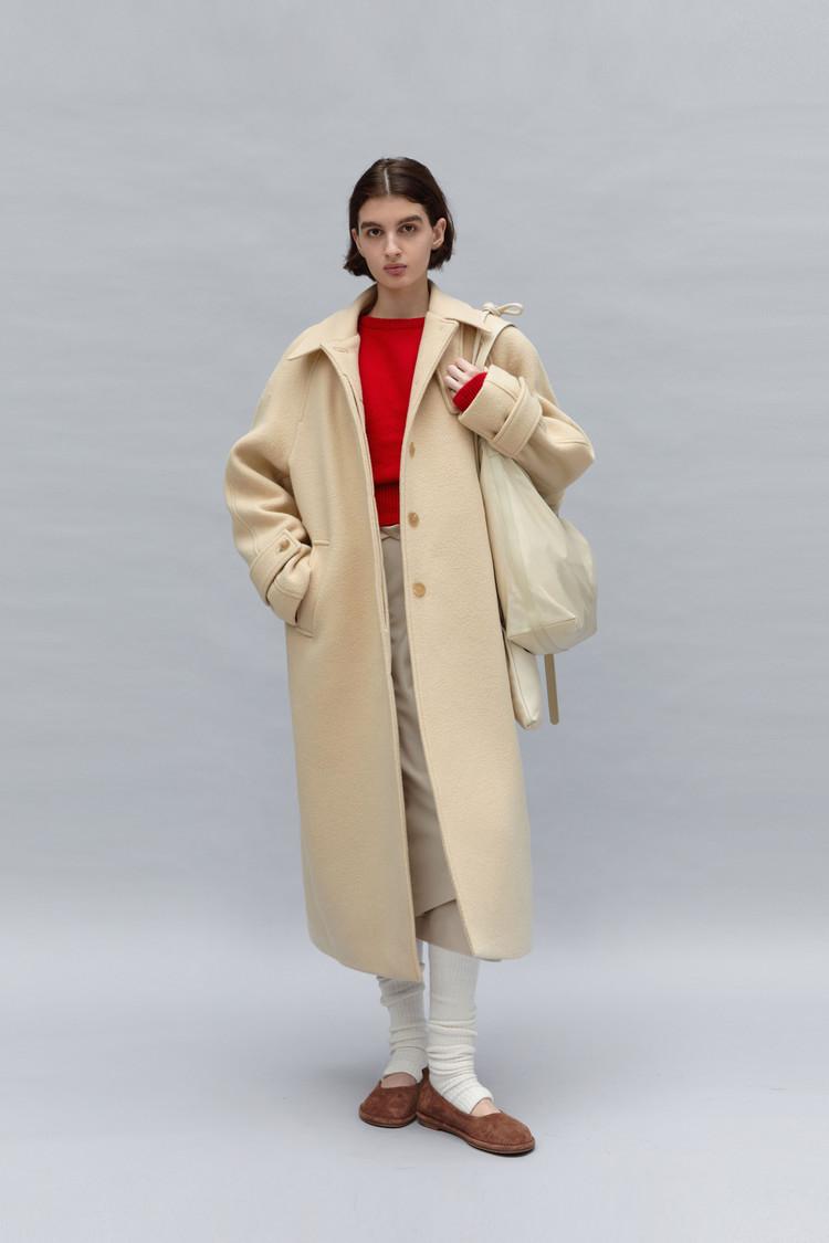 boucle balmacaan coat (ivory)