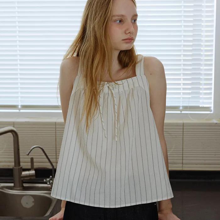 stripe string top [Italian fabric] (off white)