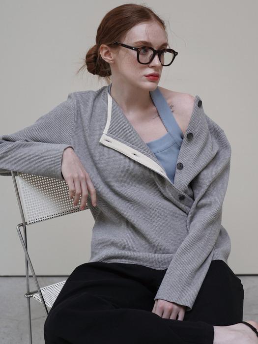 Gray Waffle Button Tee
