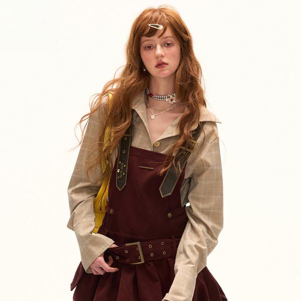 Corduroy Buckle Suspender Dress