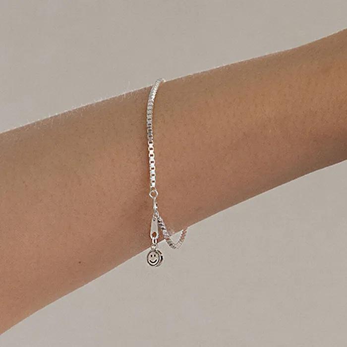 [SILVER925]SMILE CUBE CHAIN BRACELET