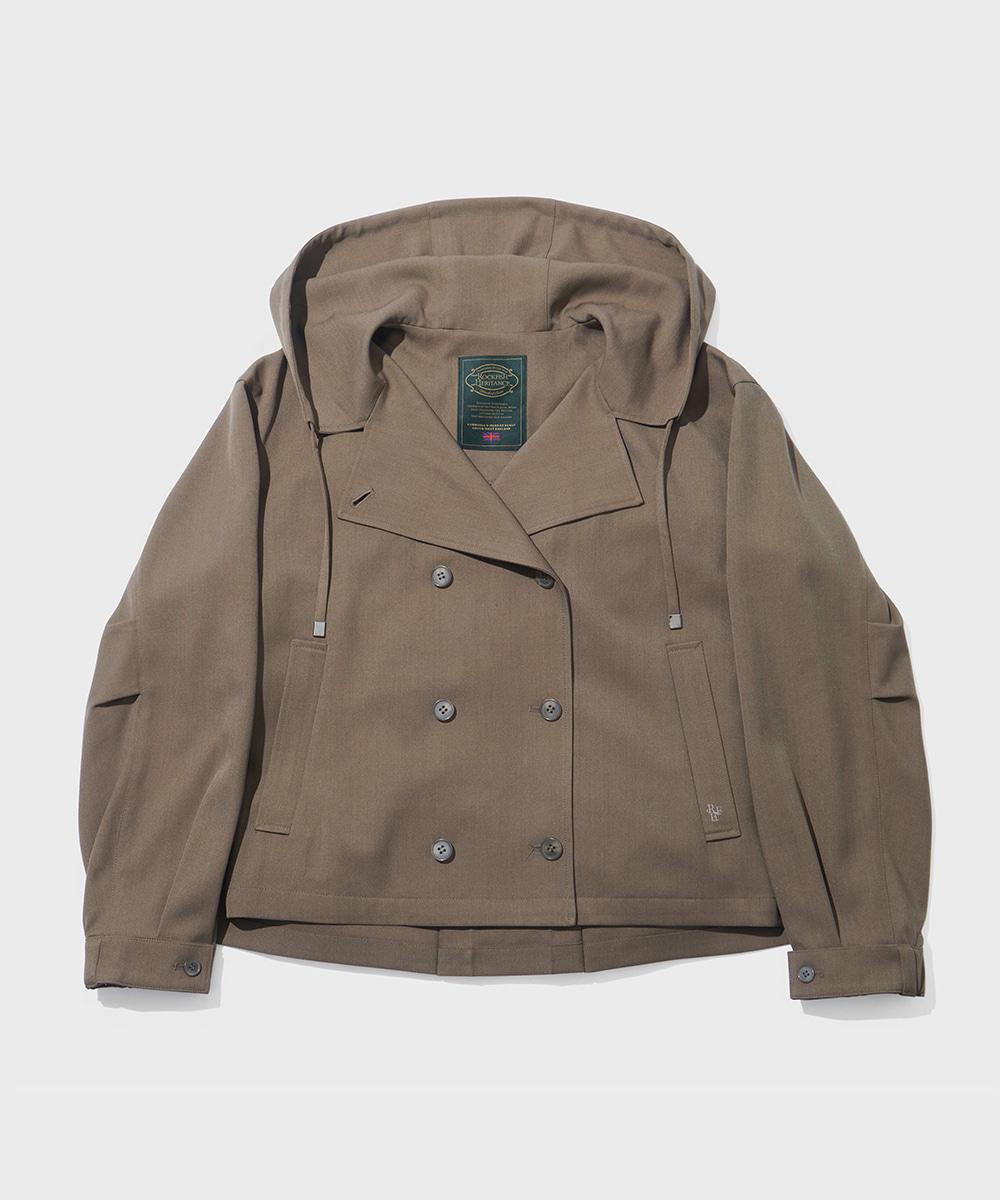 HOODED DOUBLE JACKET - BROWN