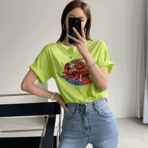 헬로우 썸머 백 슬릿 루즈핏 티셔츠