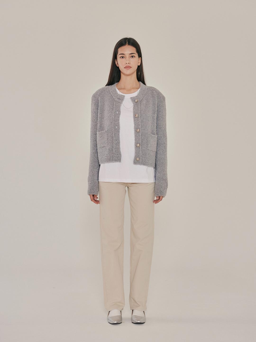 boucle alpaca jacket (light grey)