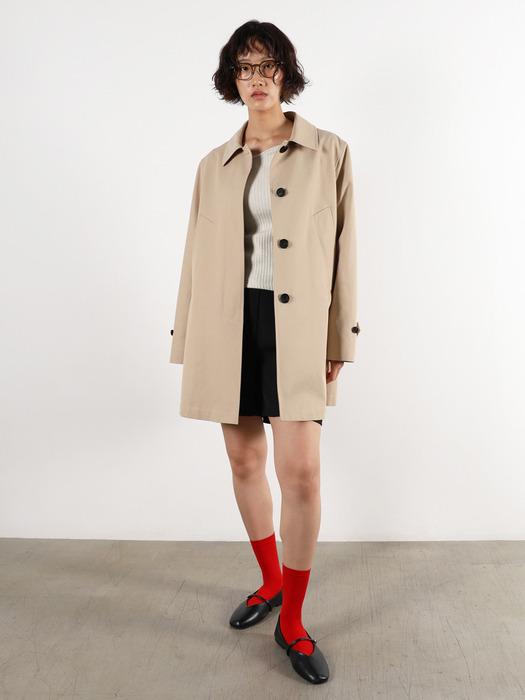 Half Shirring Trench Coat, Beige