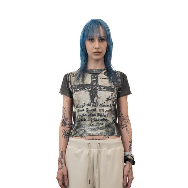 TROMPE L'OEIL RUGGED CROP SHORT SLEEVE KHAKI