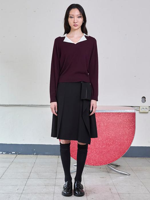 Open Collar Knit Pullover  Wine (KE5851M02Z)