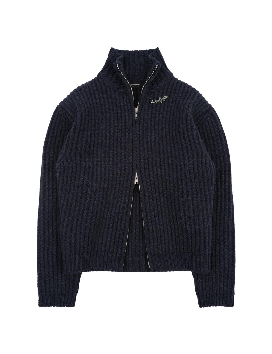 FAR HEAVY RIB WOOL KNIT (NAVY)