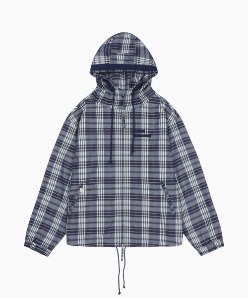 SHIRT HOODED ZIP-UP, PURPLE CHECK