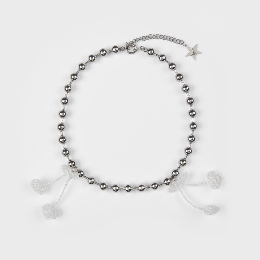 TWIN CHERRY CHOKER NECKLACE (WHITE)