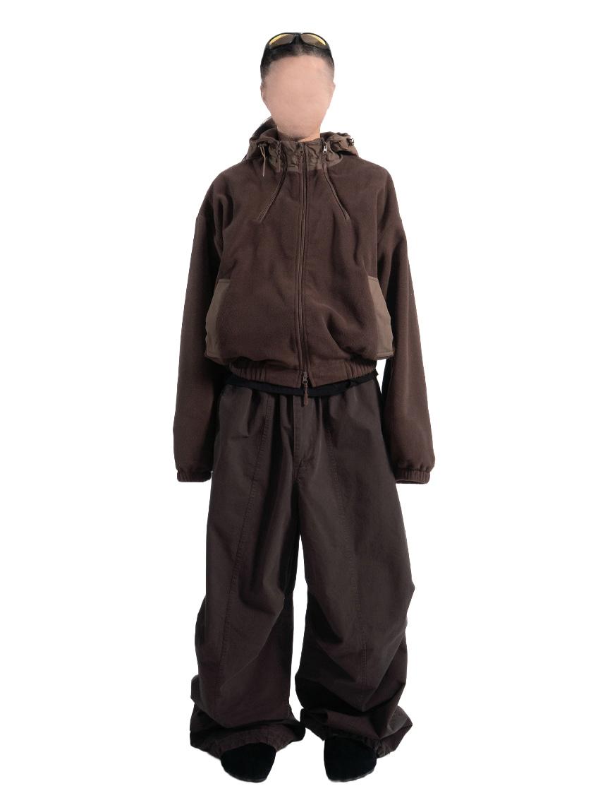 neck side cropped fleece jumper (2c)