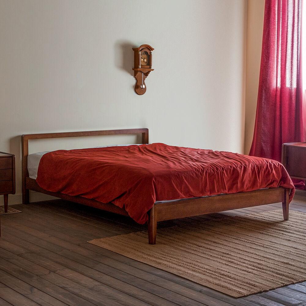 [장미맨숀] 리브 원목 퀸 침대프레임 (브라운)