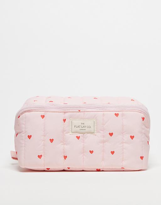 The Flat Lay Co. Marshmallow Makeup Bag - Sweet Pink Hearts