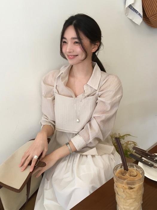 [베이지 단독] 헤이즈 뷔스티에 레이어드 셔츠 블라우스_3color