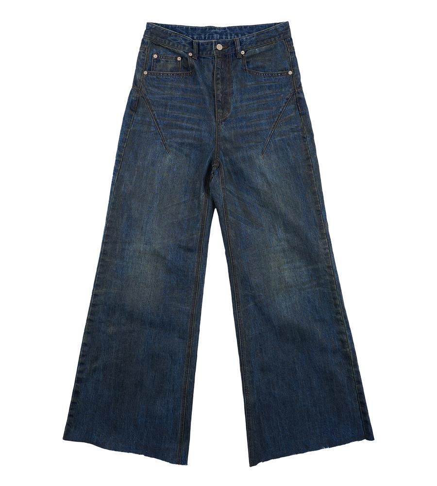 Waxed Wide Leg Denim - Luster Blue
